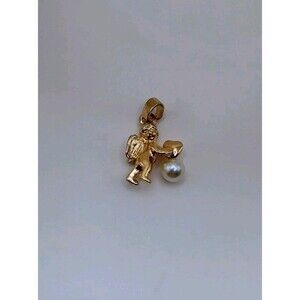 Vintage Gold Plated Mini 3D Cupid Pendent With Faux Pearl For Bracelet/Necklace